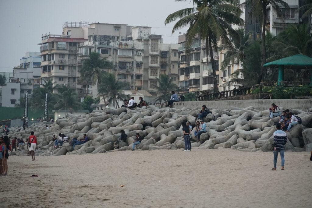 Wide view of Versova Beach and the Arabian Sea