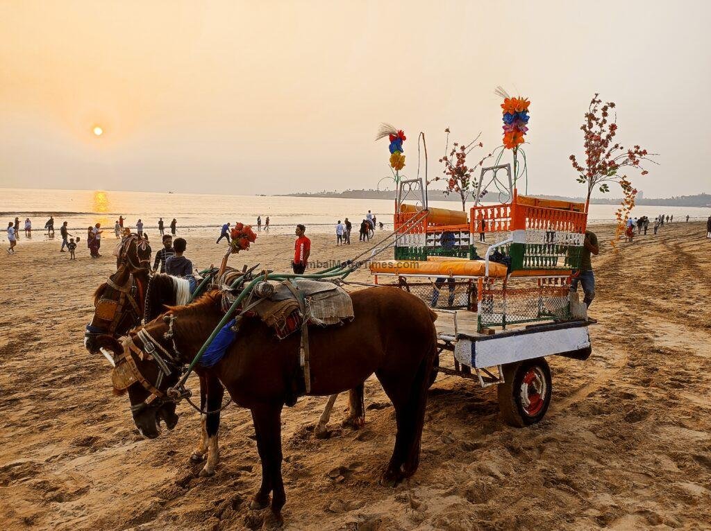 Decorated horse cart at Versova Beach