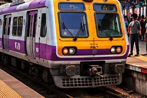 Mumbai local train at a station