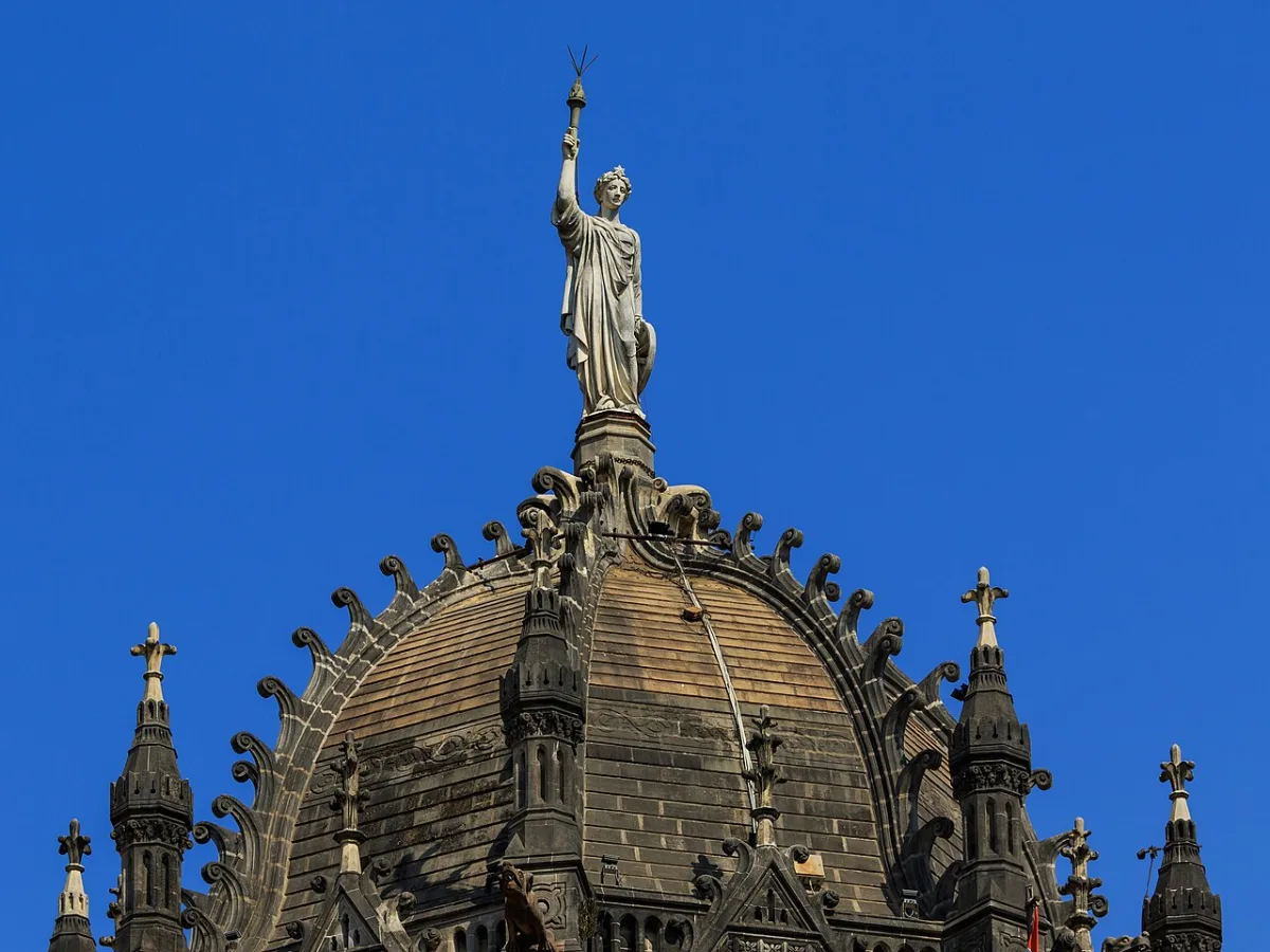 The central dome of CSMT topped by the statue of Progress