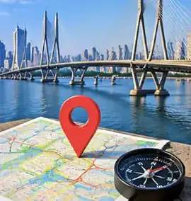 Map and location pin with the Bandra–Worli Sea Link